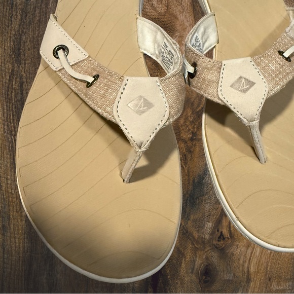 Sperry Top-Sider Beige Canvas Flip‎ Flop Sandals Women’s 8 - Picture 3 of 5